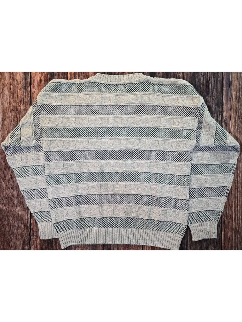 Peconic Bay Traders Vtg USA Made Pullover Cable Knit Sweater 100% Cotton Men's L
